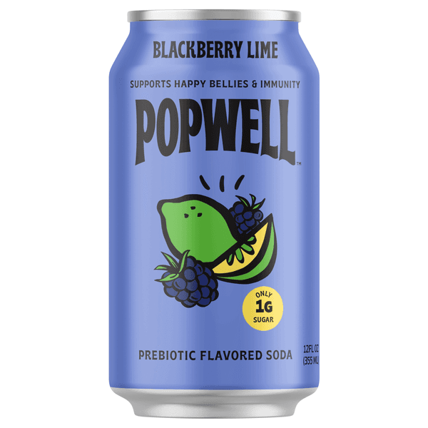 Cover Image for Popwell Prebiotic Flavored Soda (Blackberry Lime)